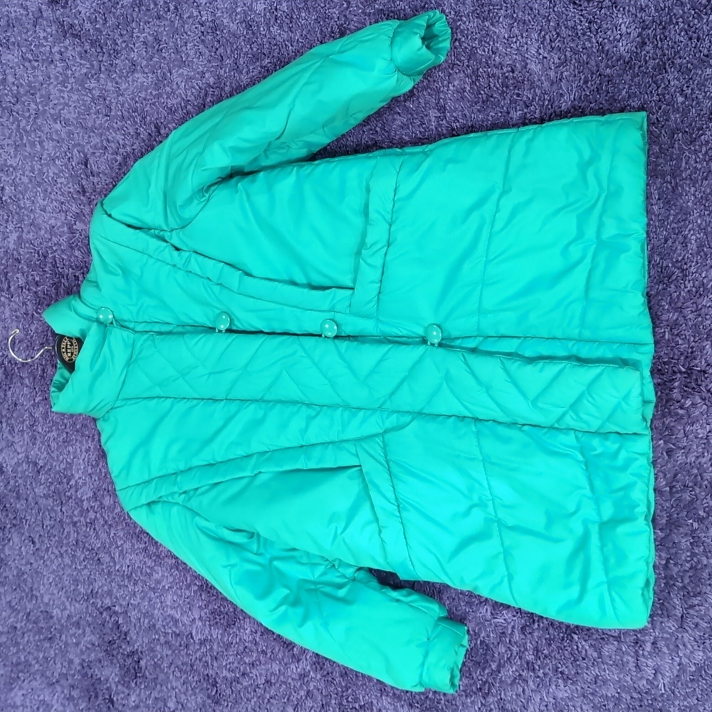 Vintage Saxton Hall Puffer Coat Quilted Sea Green  XLT